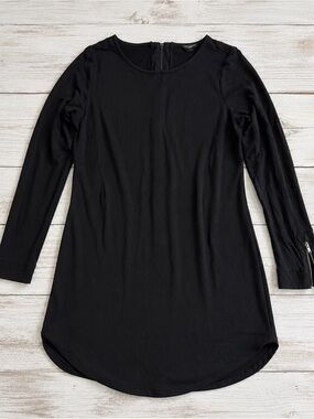 Ann Taylor Petites Black Knit Long Sleeve tunic Zip Cuff Career Size 10P
